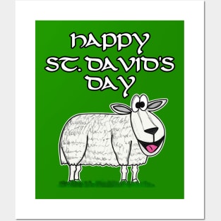 Happy St David's Day Sheep Welsh Wales Funny Posters and Art